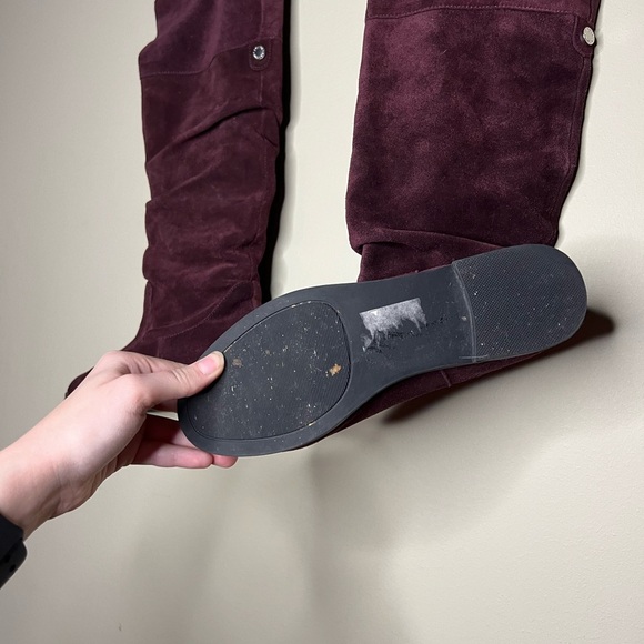 Steve Madden Balen Leather Suede Knee High Slouch Boot Burgundy 6 - Picture 6 of 16